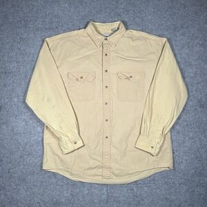 Vintage LL Bean Button Down Shirt Men's Size Large Reg Yellow Canada Made 1990s